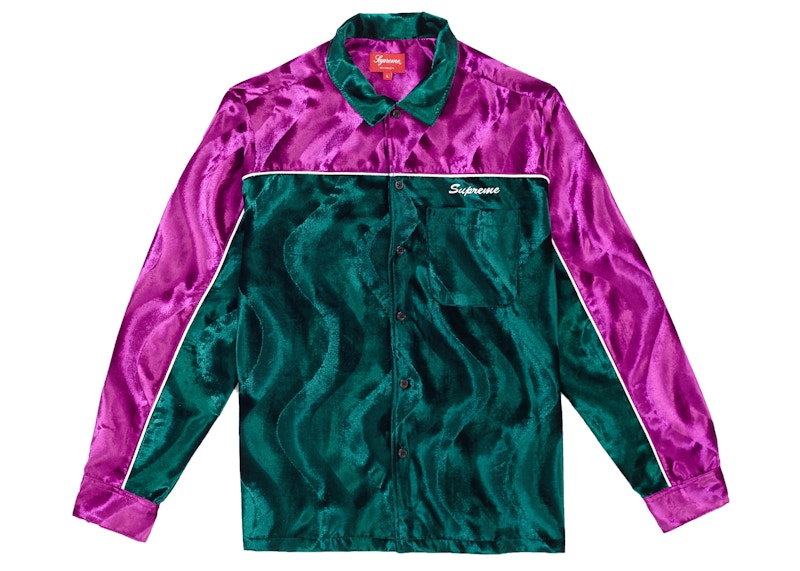 Supreme Velvet Swirl Work Shirt Green