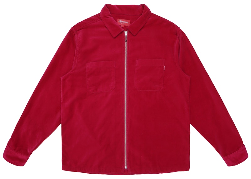 Supreme Velvet Zip Up Shirt Magenta