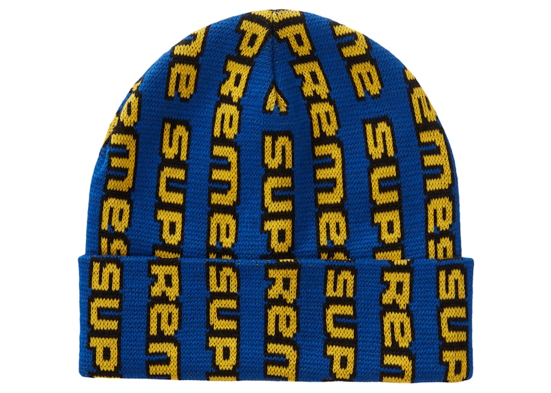 Supreme Vertical Logo Beanie Blue