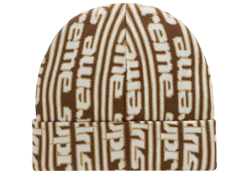Supreme Vertical Logo Beanie (FW23) Tan