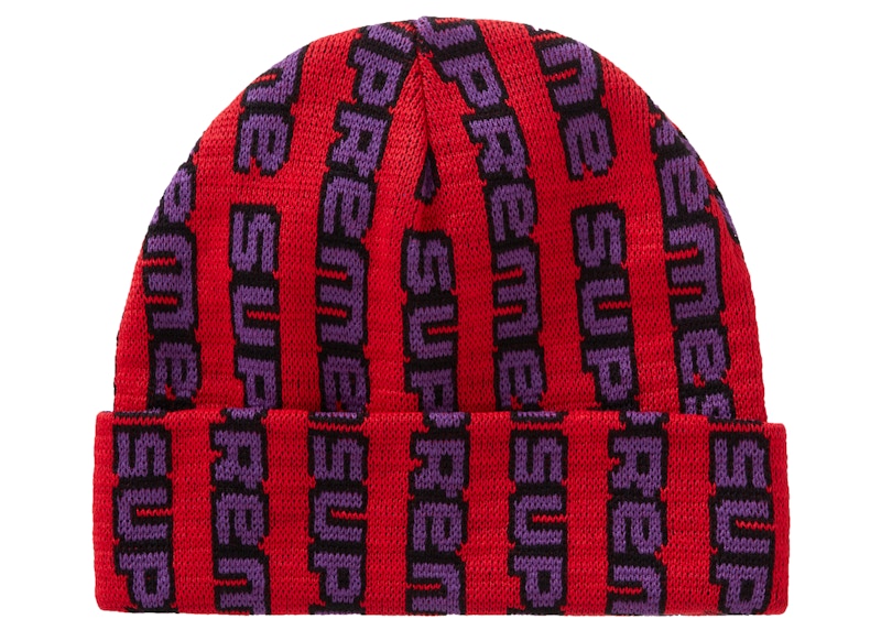 Supreme Vertical Logo Beanie Red