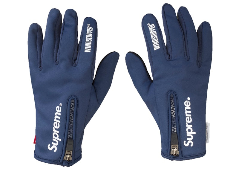 Supreme WINDSTOPPER Zip Gloves Navy