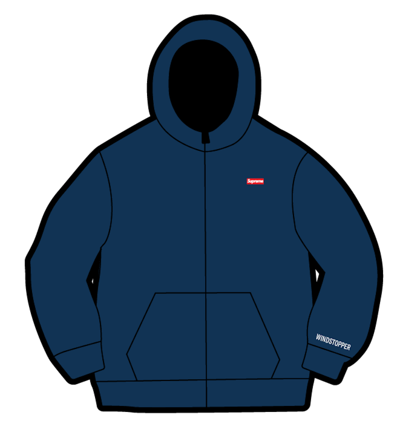 Supreme WINDSTOPPER Zip Up Hooded Sweatshirt Washed Navy