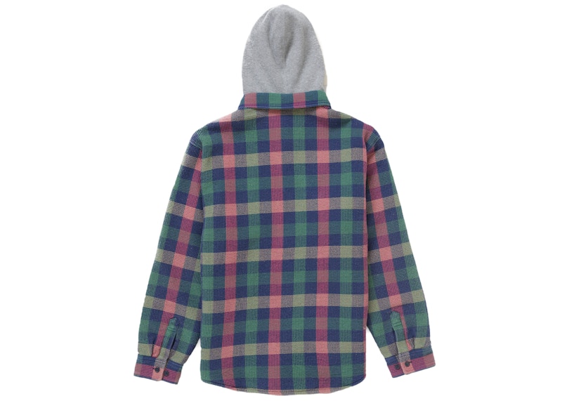 Supreme Waffle Plaid Hooded Shirt Multicolor