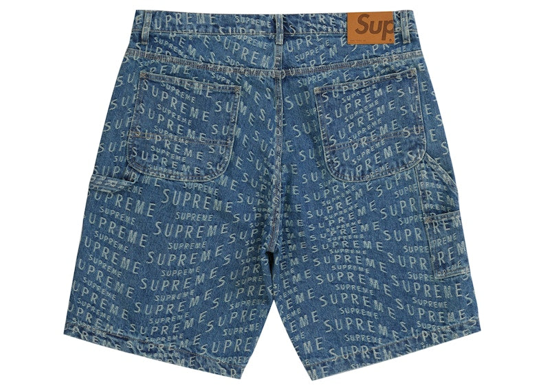 Supreme Warp Jacquard Logos Denim Painter Short Blue