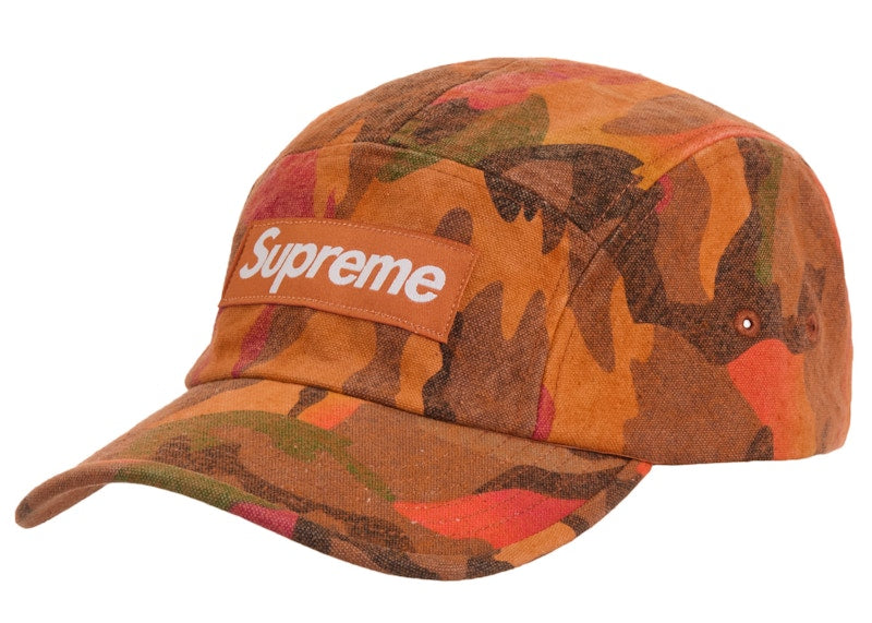 Supreme Washed Canvas Camp Cap (SS24) Orange Camo