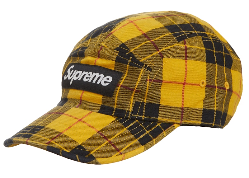 Supreme Washed Chino Twill Camp Cap (FW20) Yellow Tartan