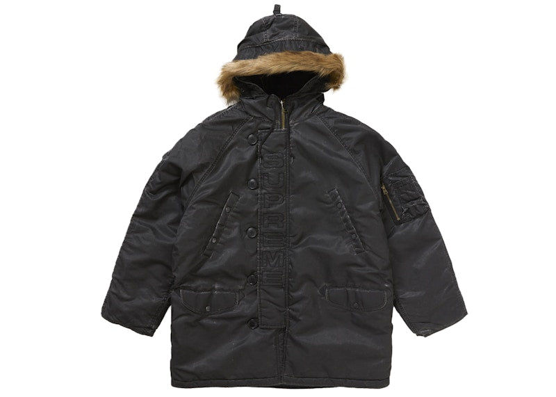 Supreme Washed Flight Satin N-3B Parka Black