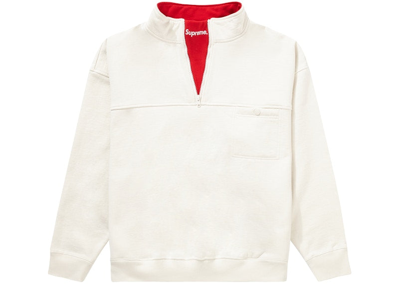 Supreme Washed Half Zip Pullover Stone