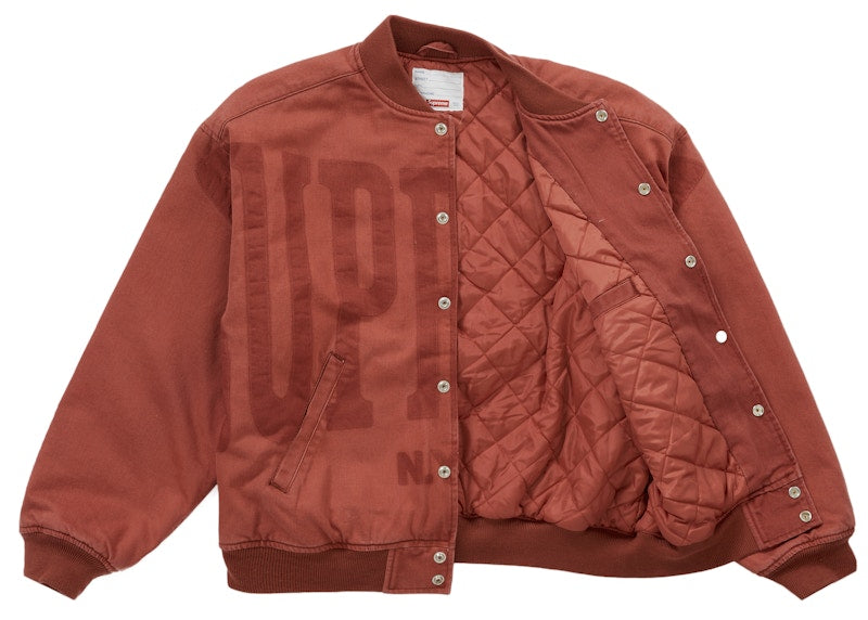 Supreme Washed Knockout Denim Varsity Jacket Rust