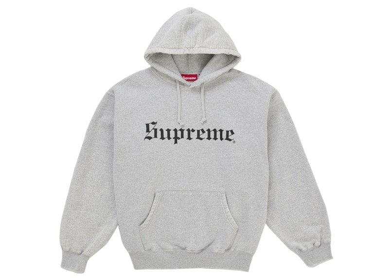 Supreme Washed Old English Hooded Sweatshirt Heather Grey