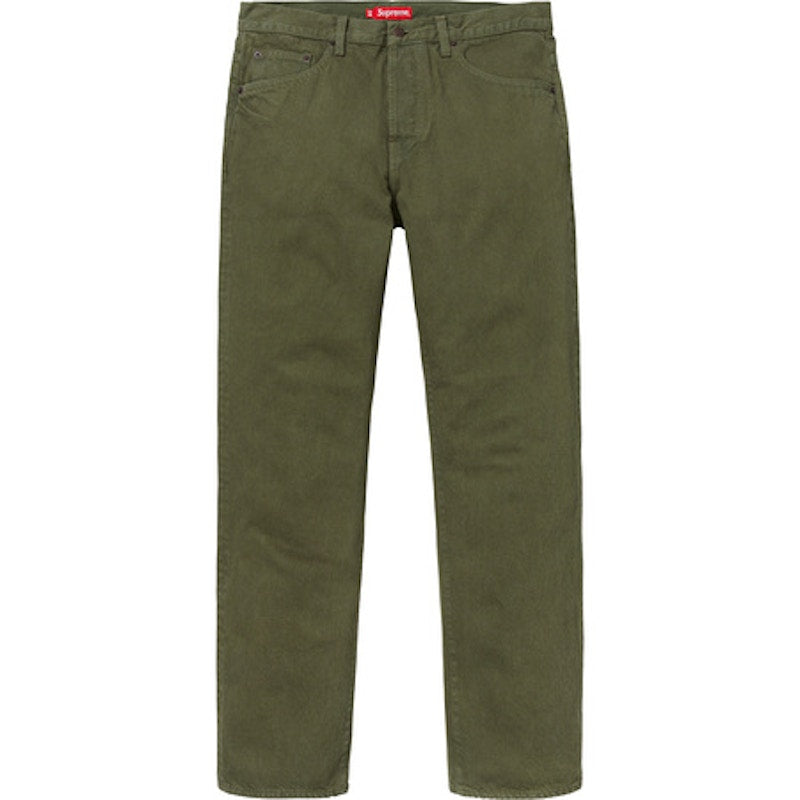 Supreme Washed Regular Jeans (FW18) Olive