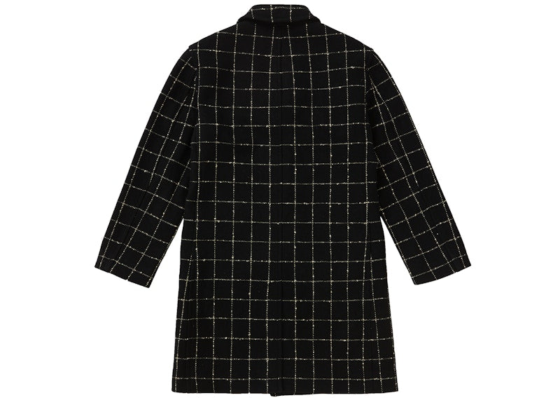 Supreme Wool Windowpane Overcoat Black