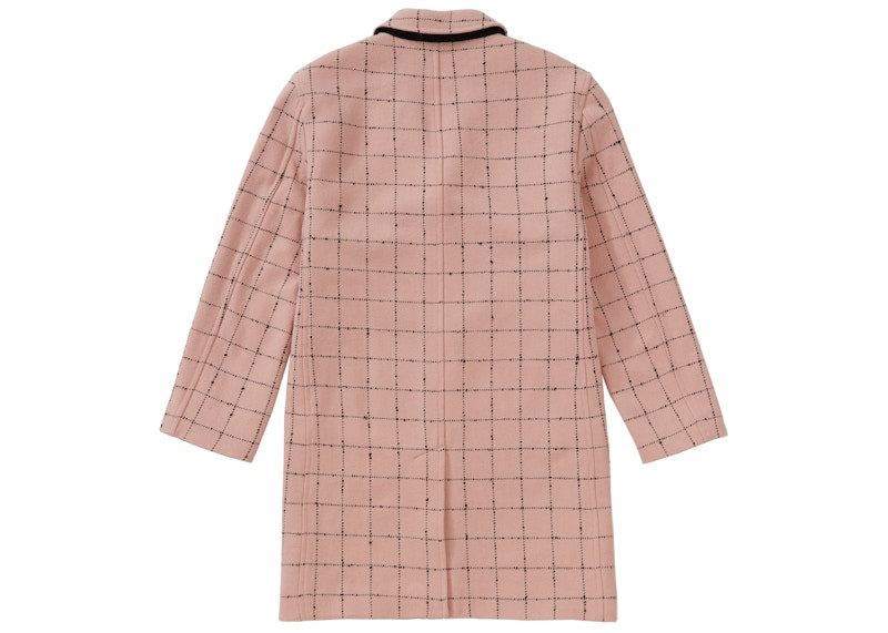 Supreme Wool Windowpane Overcoat Light Pink