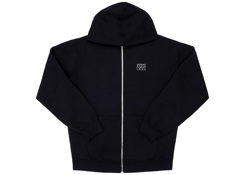 Supreme World Famous Zip Up Hooded Sweatshirt Black