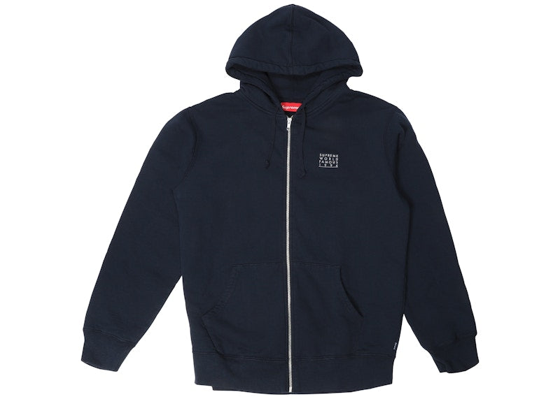 Supreme World Famous Zip Up Hooded Sweatshirt Navy