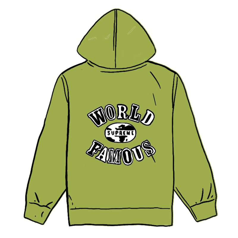 Supreme World Famous Zip Up Hooded Sweatshirt (SS20) Lime