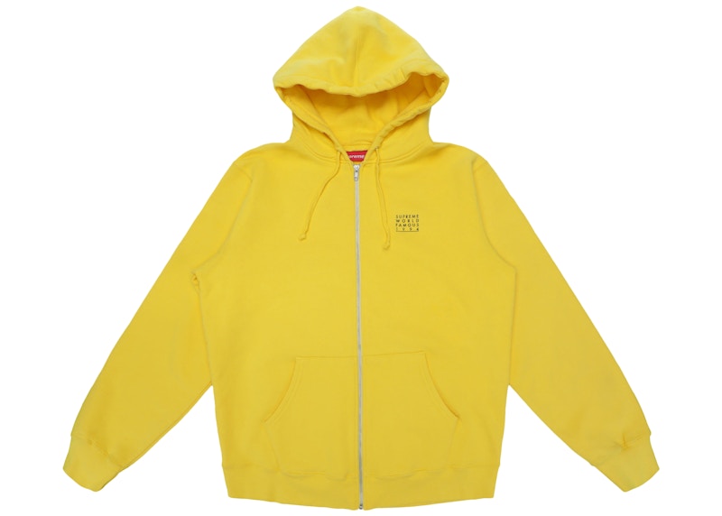 Supreme World Famous Zip Up Hooded Sweatshirt Yellow