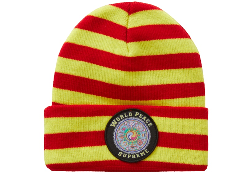 Supreme World Peace Beanie Red Stripe