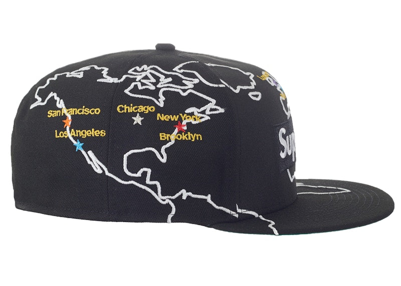 Supreme Worldwide Box Logo New Era Hat Black