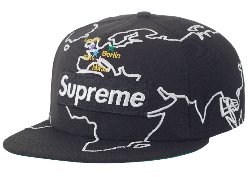 Supreme Worldwide Box Logo New Era Hat Black