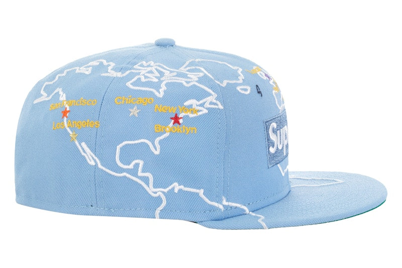 Supreme Worldwide Box Logo New Era Hat Light Blue
