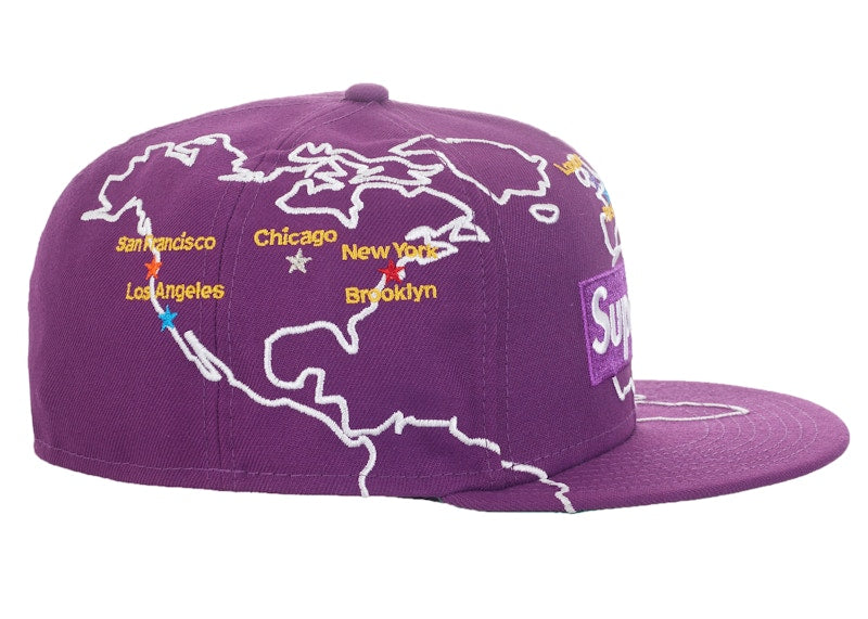 Supreme Worldwide Box Logo New Era Hat Purple