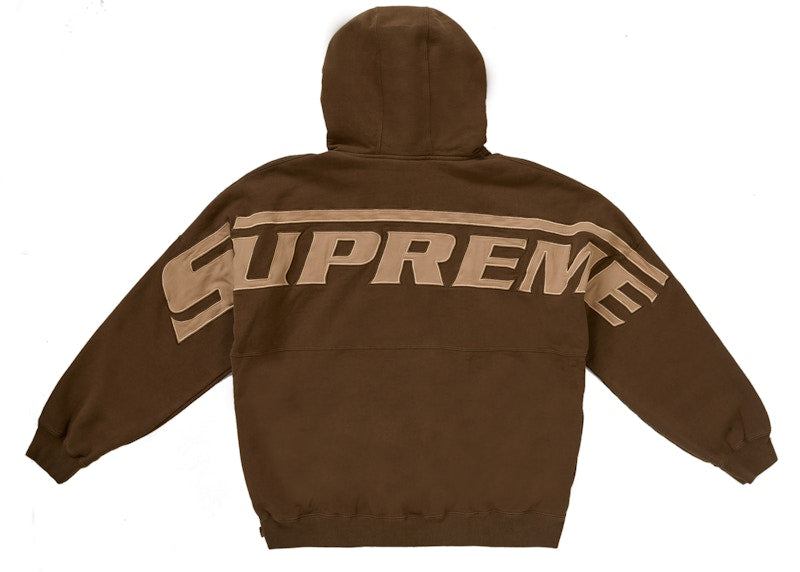 Supreme Wrapped Half Zip Hooded Sweatshirt Dusty Brown