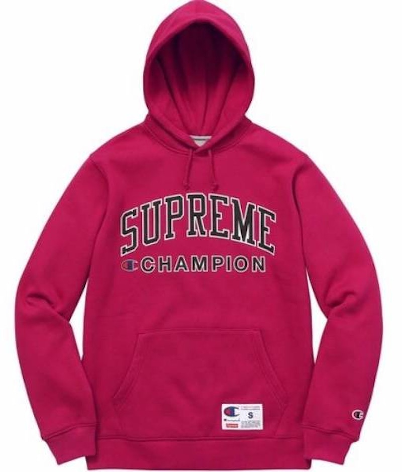 Supreme X Champion Hooded Sweatshirt Magenta