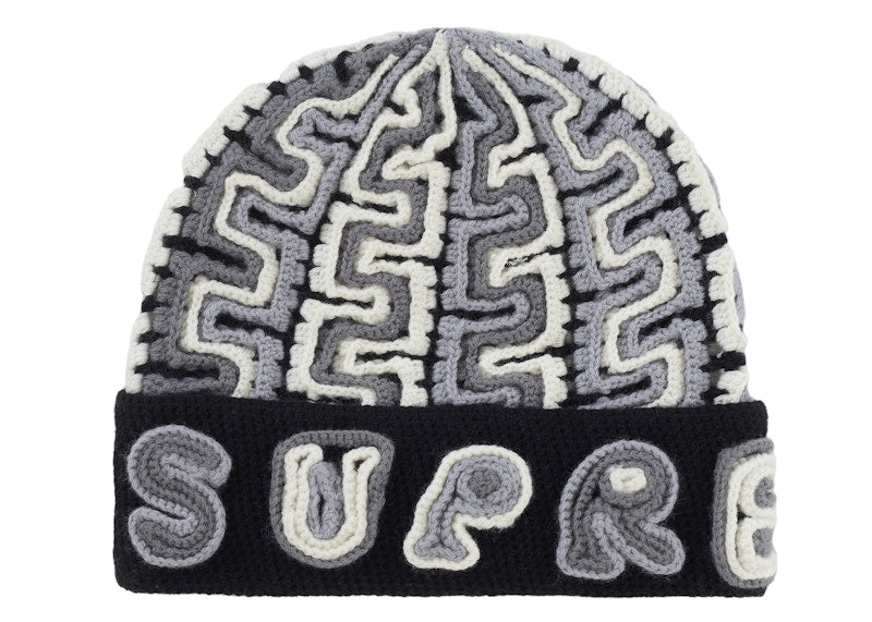 Supreme Yarn Applique Beanie Black