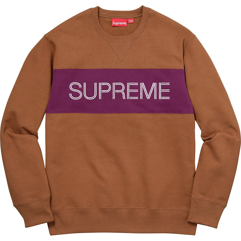 Supreme Zig Zag Stitch Panel Crewneck Rust