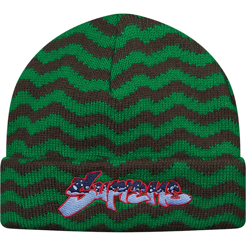 Supreme Zig Zag Stripe Beanie Green