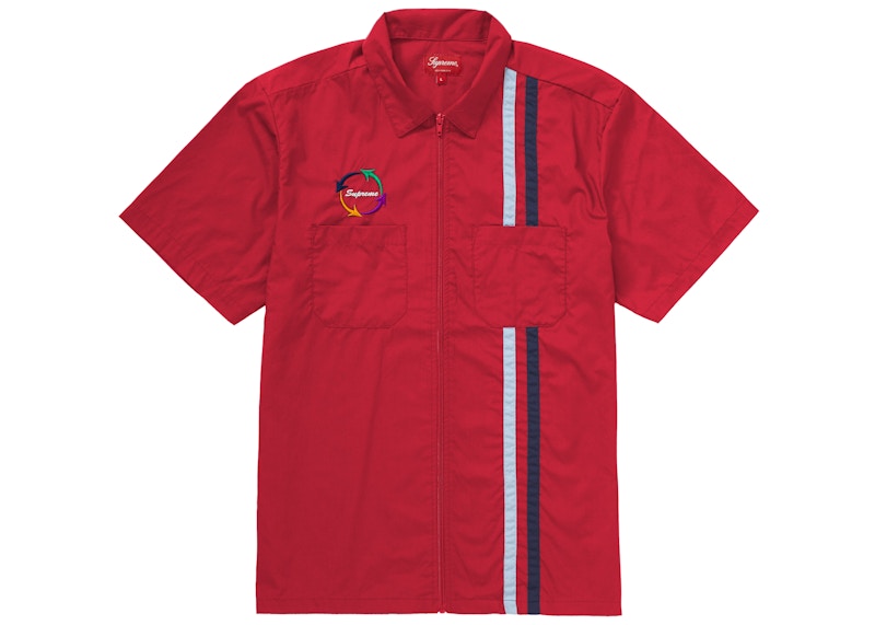 Supreme Zip Up S/S Work Shirt Red