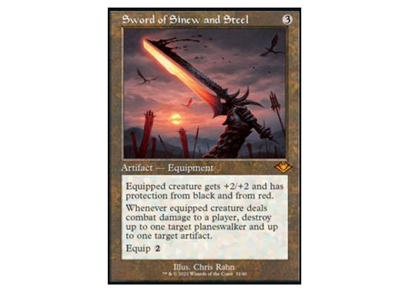 Sword of Sinew and Steel (Foil Etched) Magic: The Gathering TCG Modern Horizons: Retro Frames Mythic #31 (Ungraded)