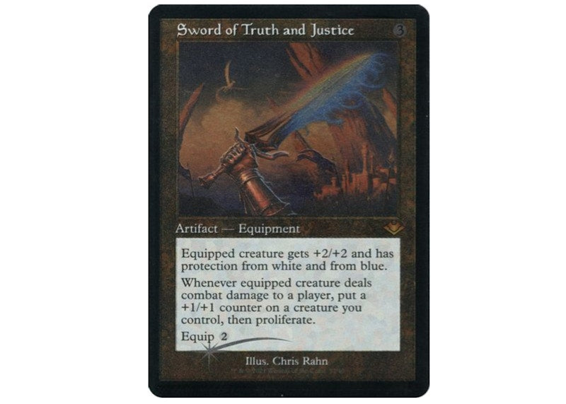 Sword of Truth and Justice (Foil Etched) (Retro Frame) Magic: The Gathering TCG Modern Horizons Mythic #32 (Ungraded)