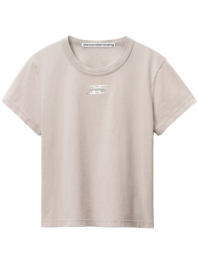 T by Alexander Wang Blade Logo Shrunken Tee Washed Oyster