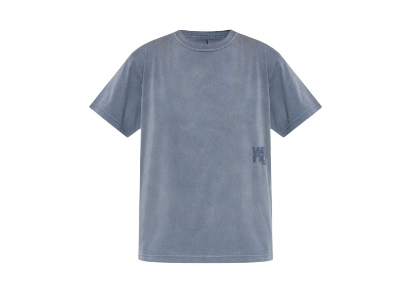 T by Alexander Wang Essential Jersey Puff Logo Short Sleeve T-shirt Washed Blue Ink