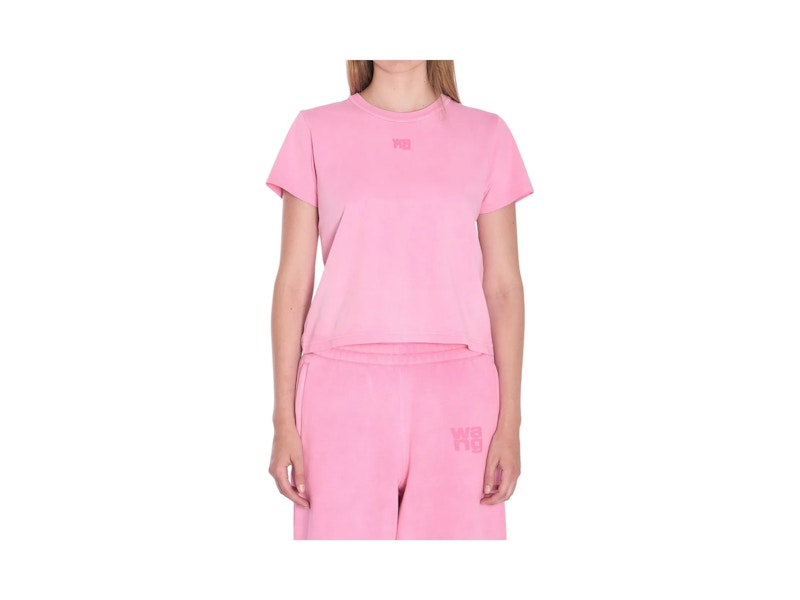 T by Alexander Wang Essential Jersey Puff Logo Shrunk T-shirt Washed Lotus