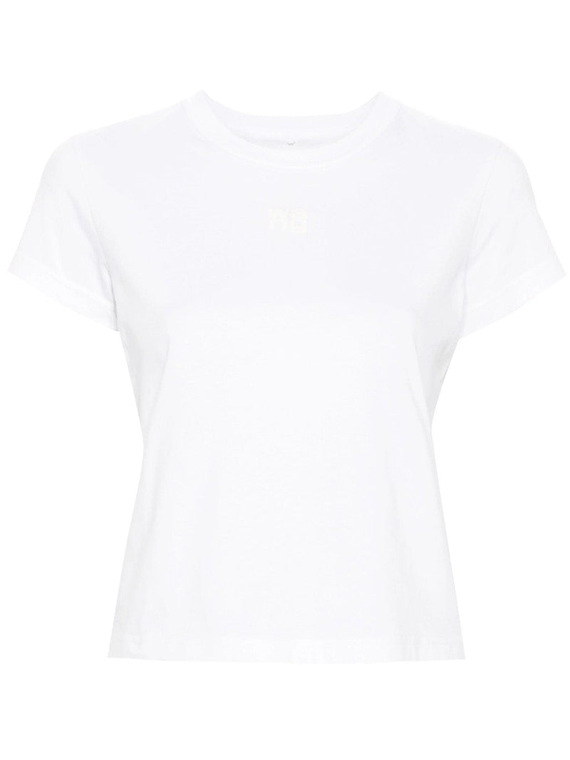 T by Alexander Wang Essential Jersey Puff Logo Shrunk T-shirt White