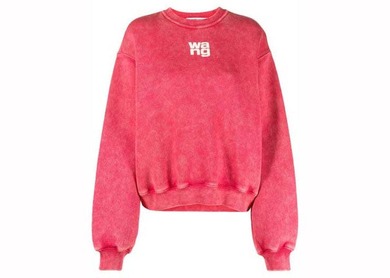 T by Alexander Wang Essential Puff Logo Terry Crewneck Soft Cherry