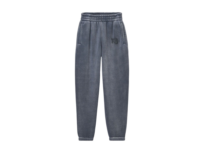 T by Alexander Wang Essential Terry Classic Puff Paint Logo Sweatpants Washed Asphalt