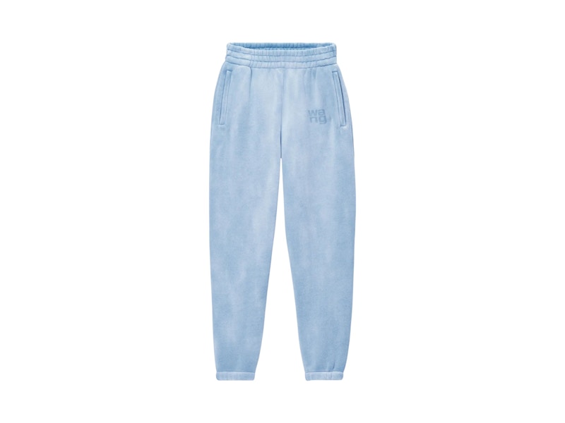 T by Alexander Wang Essential Terry Classic Puff Paint Logo Sweatpants Washed Pale Blue