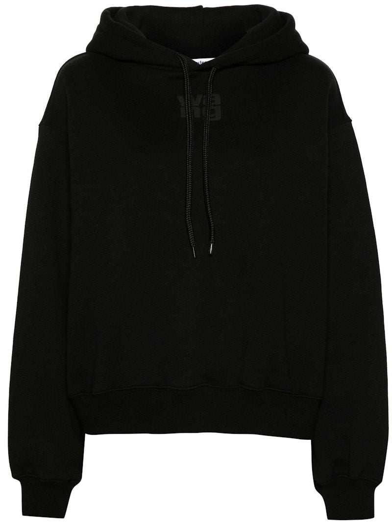 T by Alexander Wang Essential Terry Puff Paint Logo Hoodie Black