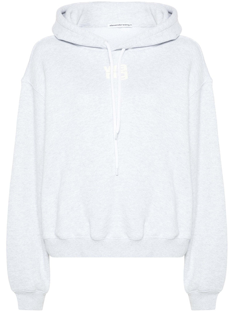 T by Alexander Wang Essential Terry Puff Paint Logo Hoodie Light Heather Grey