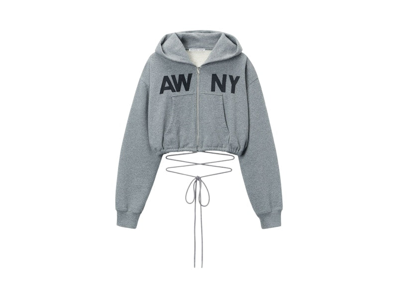 T by Alexander Wang Graphic Deconstructed Wrap Hoodie Dark Heather Grey
