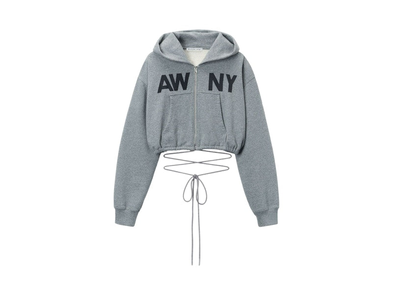 T by Alexander Wang Graphic Deconstructed Wrap Hoodie Grey