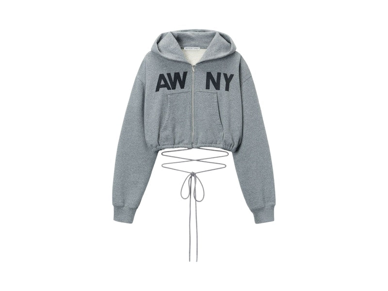 T by Alexander Wang Graphic Deconstructed Wrap Hoodie Khaki