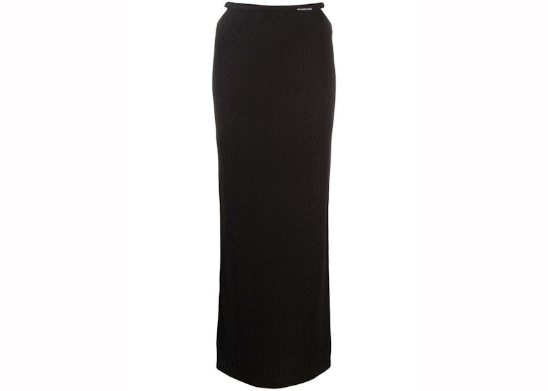 T by Alexander Wang Skinny Woven Label G String Floor Length Skirt Black