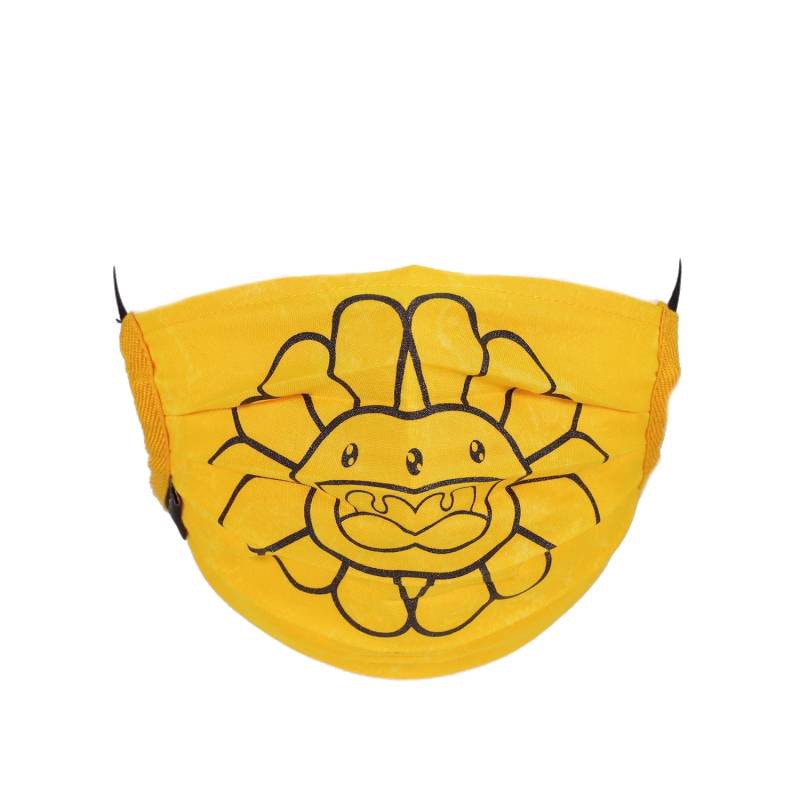 Takashi Murakami Doubleface Flower Face Mask Bright Yellow/Black