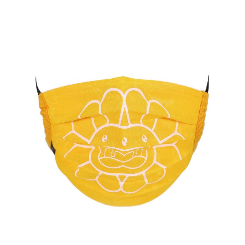 Takashi Murakami Doubleface Flower Face Mask Bright Yellow/White